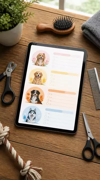 Downloadable seasonal grooming checklist on a tablet