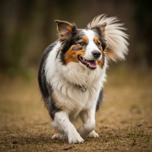 Happy active dog playing outdoors