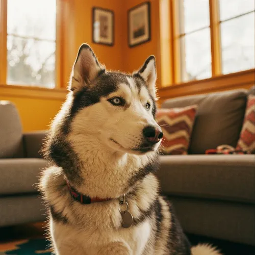 Dog being gently groomed at home